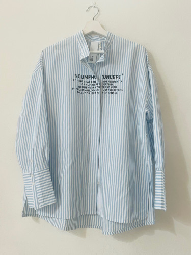CAMICIA A RIGHE CON STAMPA COTONE !00% TAGLIA COMODA