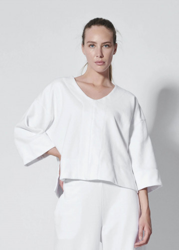 FELPA TAGLIO KIMONO MANICA 3/4 SCOLLO A V COTONE 100%