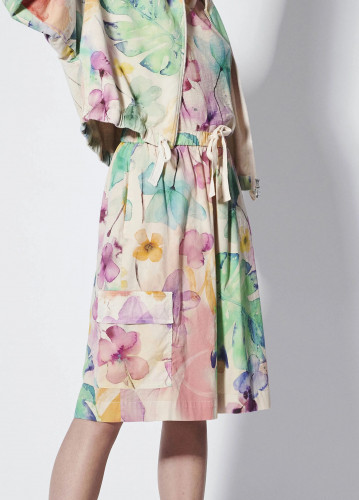 SHORT STAMPA FIORI IN POPELINE 100% COTONE ORGANICO LEGGERO CONFORTEVOLE